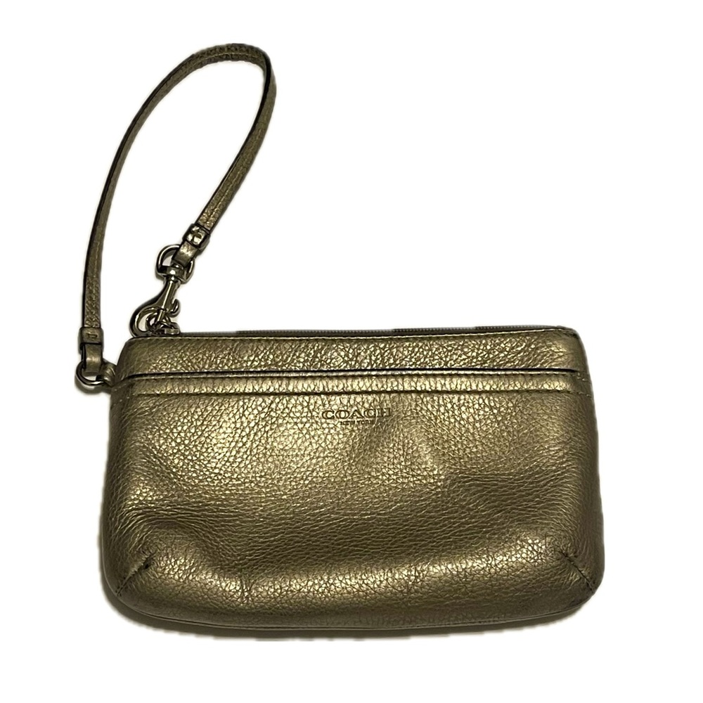 Coach Gold Leather Wristlet H1421 F51683 GUC